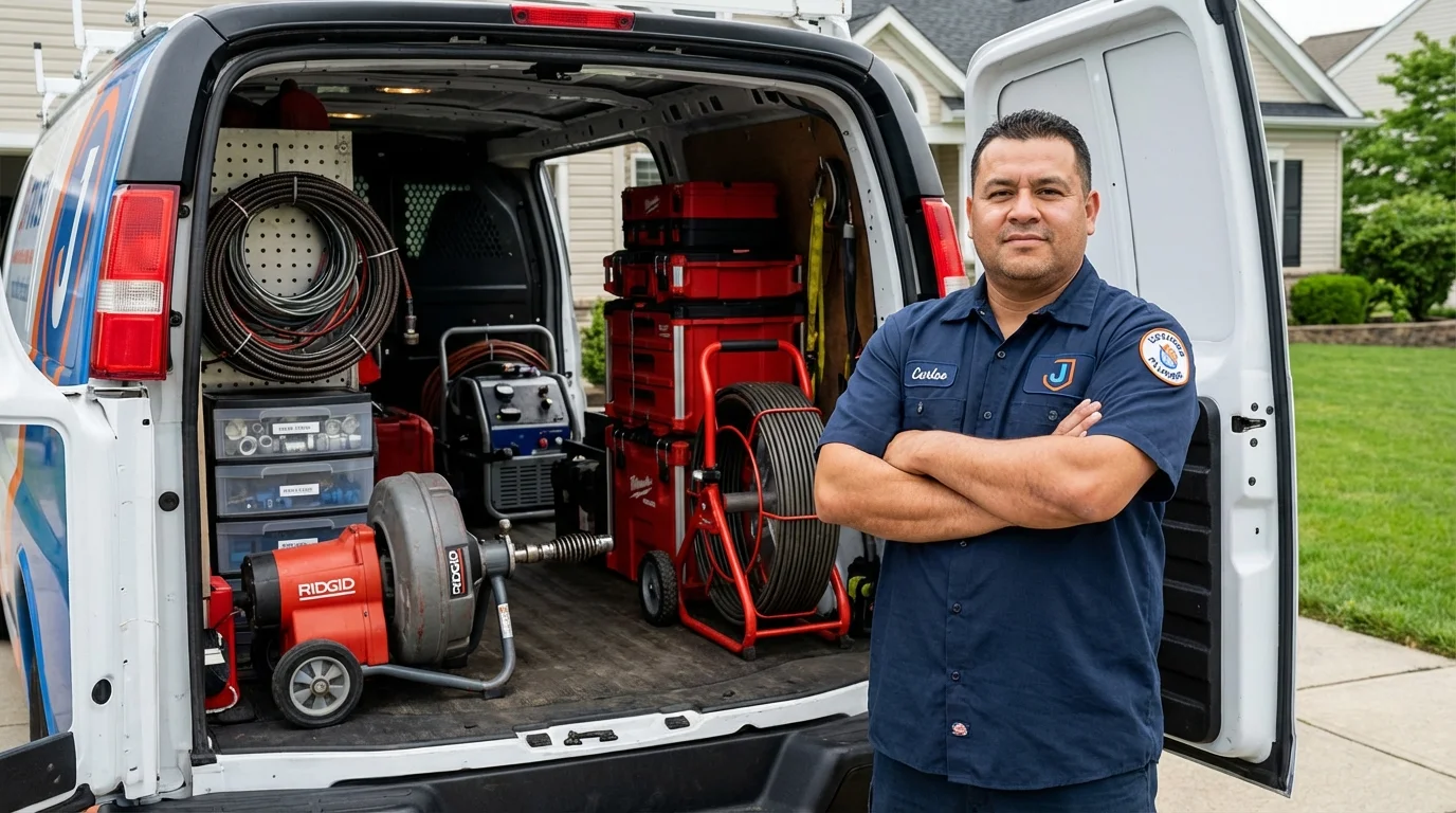 Professional drain cleaning equipment and Johns Plumbing LLC plumber in Carver
